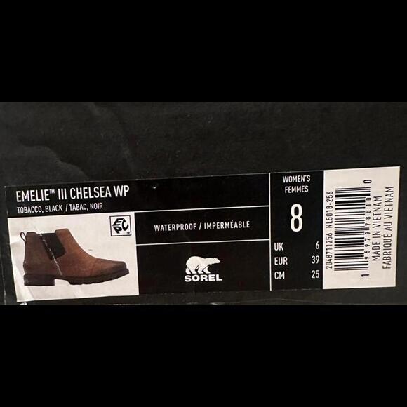 New Sorel III Chelsea Waterproof Leather Boots Women's Size 8 - Picture 7 of 7